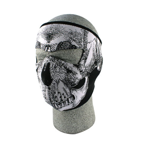 ZANheadgear WNFM002 NEOPRENE FACE MASK BLACK & WHITE SKULL