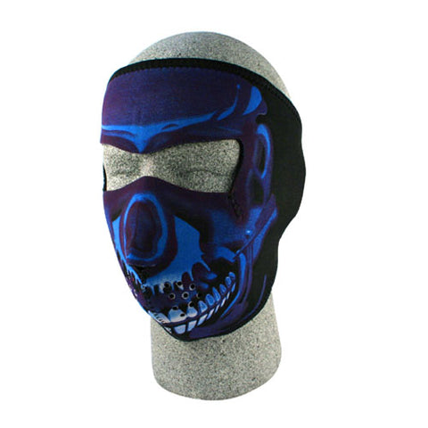 ZANheadgear WNFM024 NEOPRENE FACE MASK BLUE CHROME SKULL