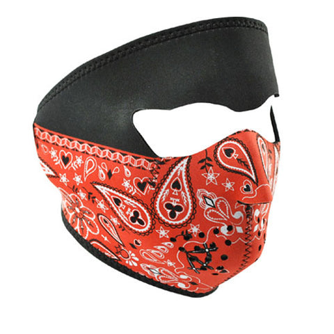 ZANheadgear WNFM053 NEOPRENE FACE MASK RED PAISLEY BANDANNA