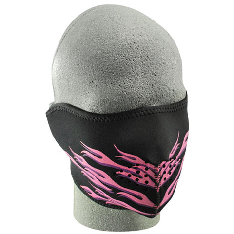 ZANheadgear WNFM054H NEOPRENE 1 2 FACE MASK PINK FLAMES