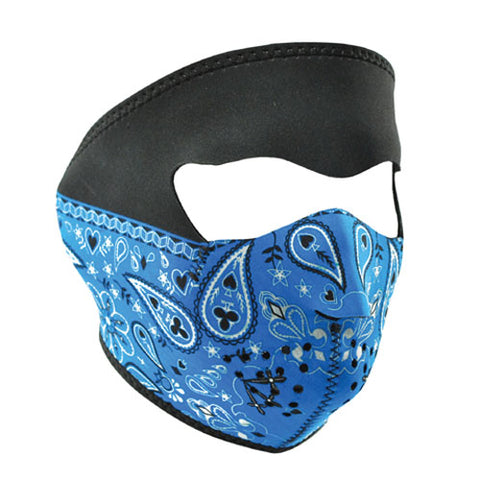 ZANheadgear WNFM063 NEOPRENE FACE MASK BLUE PAISLEY BANDANNA