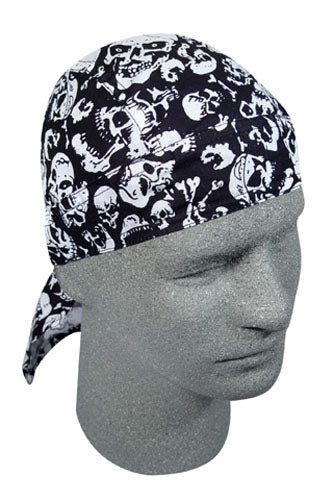 Zan Headgear Z119C FLYDANNA 100% COTTON WHITE MULTI SKULLS