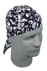 Zan Headgear Z119C FLYDANNA 100% COTTON WHITE MULTI SKULLS