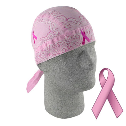 ZANheadgear ZBC05 FLYDANNA 100% COTTON BREAST CANCER PINK RIBBON PAISLEY