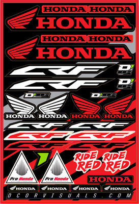 D COR DECAL SHEET HONDA CRF 12 X18 PART# 40-10-100 NEW