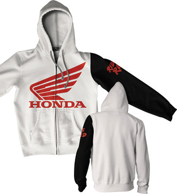 D COR HONDA STAMP ZIP HOODY WHITE/BLACK 2-XLARGE 80-202-5