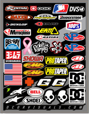 D COR DECAL SHEET HELMET LOGOS 9.5 X12 PART# 40-90-104 NEW