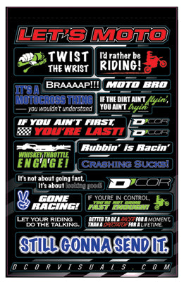 D COR KIDS MOTO TALK DECAL SHEET 40-90-114