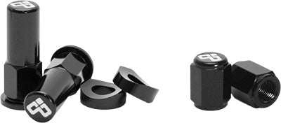 DUBYA RIM LOCK NUT & VALVE CAP KIT BLACK #68-051B