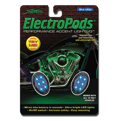 Street FX 1042518 STREET-FX ELECTROPOD BLUE LED M C BLACK OVAL PODS