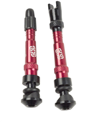 E13 E13 SET 2 ALUM TUBLESS VALVES RED TR1UNA-114