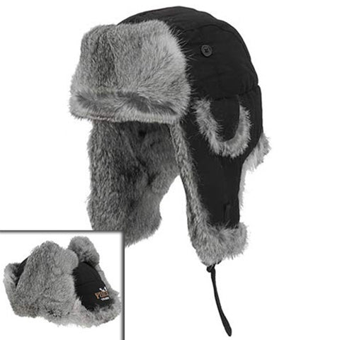 YUKON HG601 TASLAN ALASKAN HAT BLACK WITH GRAY FUR MEDIUM