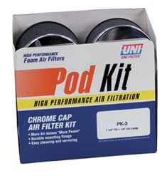 UNI HIGH FLOW CHROME FILTER KIT 1-1/2 PART# PK-3 NEW