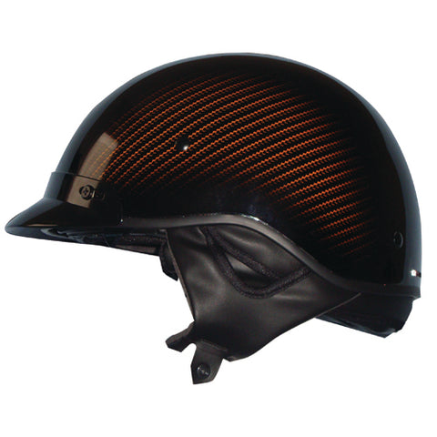 ZOAN 031-076 ROUTE 66 HALF HELMET CARBON BLK ORANGE LG