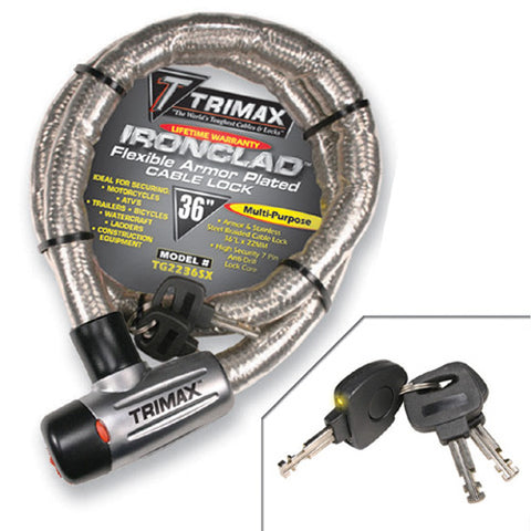 TRIMAX TG2236SX IRONCLAD FLEXIBLE ARMOR PLATED CABLE LOCK 36" X 22MM