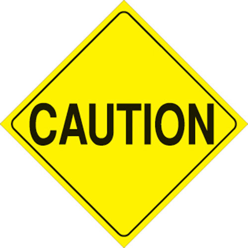 VOSS SIGNS YELLOW PLASTIC REFLECTIVE SIGN 12" - CAUTION 402 CAU YR