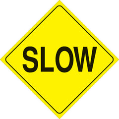 VOSS SIGNS YELLOW PLASTIC REFLECTIVE SIGN 12" - SLOW 405 SLO YR