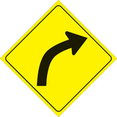 VOSS SIGNS 406 CUR YR YELLOW PLASTIC REFLECTIVE SIGN 12" RIGHT CURVE