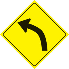 VOSS SIGNS 407 3UR YR YELLOW PLASTIC REFLECTIVE SIGN 12" LEFT CURVE