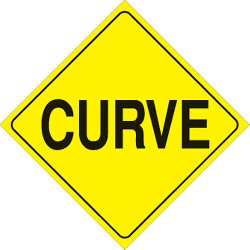 VOSS SIGNS 423 CU YR YELLOW PLASTIC REFLECTIVE SIGN 12" CURVE