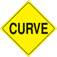 VOSS SIGNS 423 CU YR YELLOW PLASTIC REFLECTIVE SIGN 12" CURVE