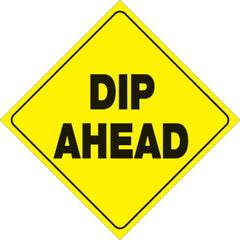 VOSS SIGNS 425 DA YR YELLOW PLASTIC REFLECTIVE SIGN 12" DIP AHEAD