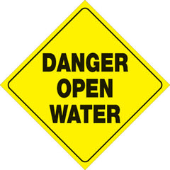 VOSS SIGNS 430 DOW YR YELLOW PLASTIC REFLECTIVE SIGN 12" DANGER OPEN WATER