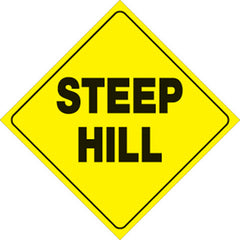 VOSS SIGNS YELLOW PLASTIC REFLECTIVE SIGN 12" - STEEP HILL 431 SH YR