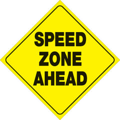 VOSS SIGNS 433 SZA YR YELLOW PLASTIC REFLECTIVE SIGN 12" SPEED ZONE AHEAD