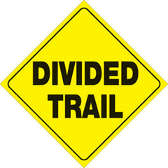 VOSS SIGNS 435 DT YR YELLOW PLASTIC REFLECTIVE SIGN 12" DIVIDED TRAIL