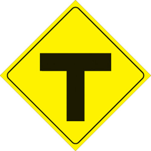 VOSS SIGNS 436 T YR YELLOW PLASTIC REFLECTIVE SIGN 12" T-INTERSECTION