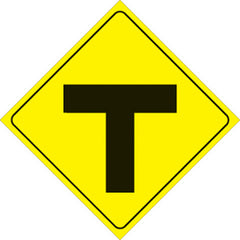 VOSS SIGNS 436 T YR YELLOW PLASTIC REFLECTIVE SIGN 12" T-INTERSECTION