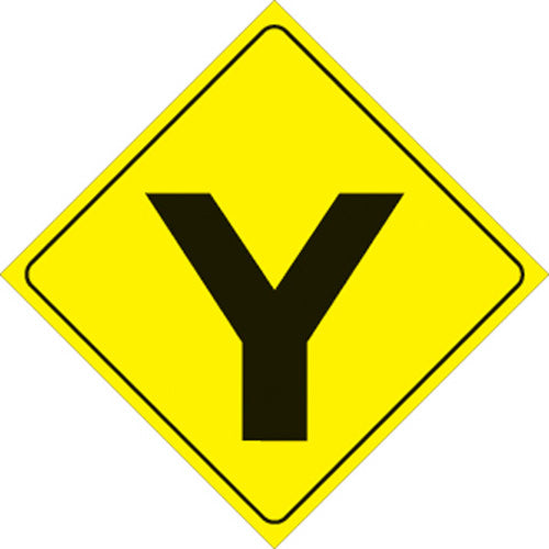 VOSS SIGNS 436 Y YR YELLOW PLASTIC REFLECTIVE SIGN 12" Y-INTERSECTION