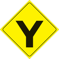 VOSS SIGNS 436 Y YR YELLOW PLASTIC REFLECTIVE SIGN 12" Y-INTERSECTION