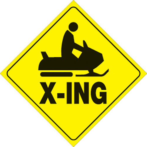 VOSS SIGNS 438 SX YR YELLOW PLASTIC REFLECTIVE SIGN 12" SNOWMOBILE X-ING