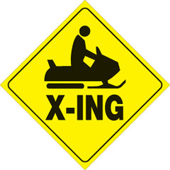 VOSS SIGNS 438 SX YR YELLOW PLASTIC REFLECTIVE SIGN 12" SNOWMOBILE X-ING