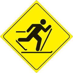 VOSS SIGNS 446 CCS YR YELLOW PLASTIC REFLECTIVE SIGN 12" X-COUNTRY SKIING