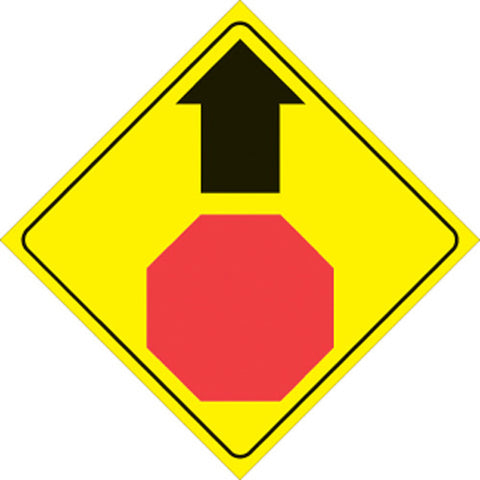 VOSS SIGNS 447 SAA YR YELLOW PLASTIC REFLECTIVE SIGN 12" STOP AHEAD