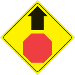 VOSS SIGNS 447 SAA YR YELLOW PLASTIC REFLECTIVE SIGN 12" STOP AHEAD