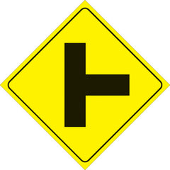 VOSS SIGNS 466 RT YR YELLOW PLASTIC REFLECTIVE SIGN 12" RIGHT T-INTERSECTION