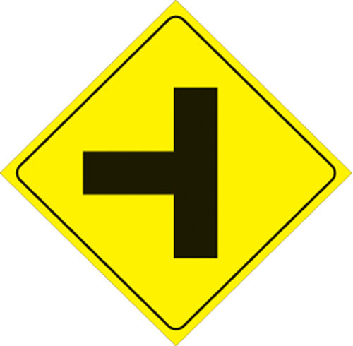 VOSS SIGNS 467 LT YR YELLOW PLASTIC REFLECTIVE SIGN 12" LEFT T-INTERSECTION