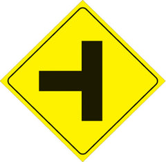 VOSS SIGNS 467 LT YR YELLOW PLASTIC REFLECTIVE SIGN 12" LEFT T-INTERSECTION
