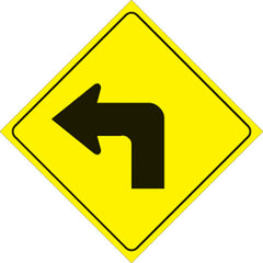VOSS SIGNS 469 LT YR YELLOW PLASTIC REFLECTIVE SIGN 12" LEFT TURN