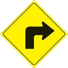 VOSS SIGNS 469 RT YR YELLOW PLASTIC REFLECTIVE SIGN 12" RIGHT TURN