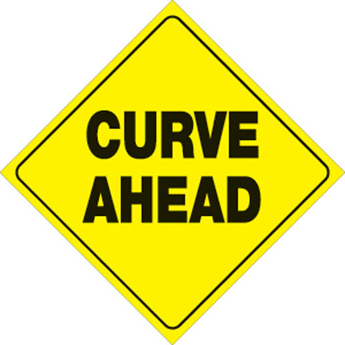 VOSS SIGNS 471 CA YR YELLOW PLASTIC REFLECTIVE SIGN 12" CURVE AHEAD