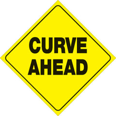 VOSS SIGNS 471 CA YR YELLOW PLASTIC REFLECTIVE SIGN 12" CURVE AHEAD
