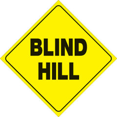 VOSS SIGNS 485 BH YR YELLOW PLASTIC REFLECTIVE SIGN 12" BLIND HILL