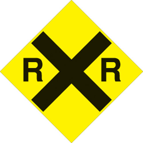 VOSS SIGNS 489 RR YR YELLOW PLASTIC REFLECTIVE SIGN 12" RAILROAD