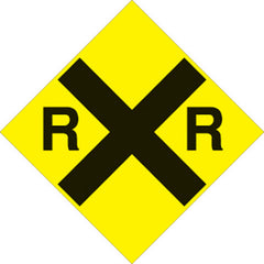 VOSS SIGNS 489 RR YR YELLOW PLASTIC REFLECTIVE SIGN 12" RAILROAD