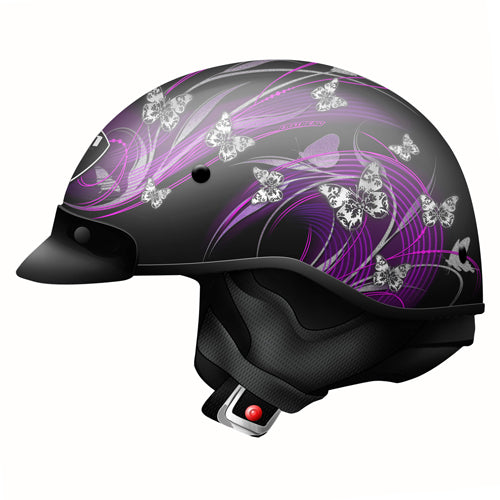 ZOAN ZOAN ROUTE 66 HALF HELMET - BUTTERFLY BLK/PURPLE - XXS 031-212